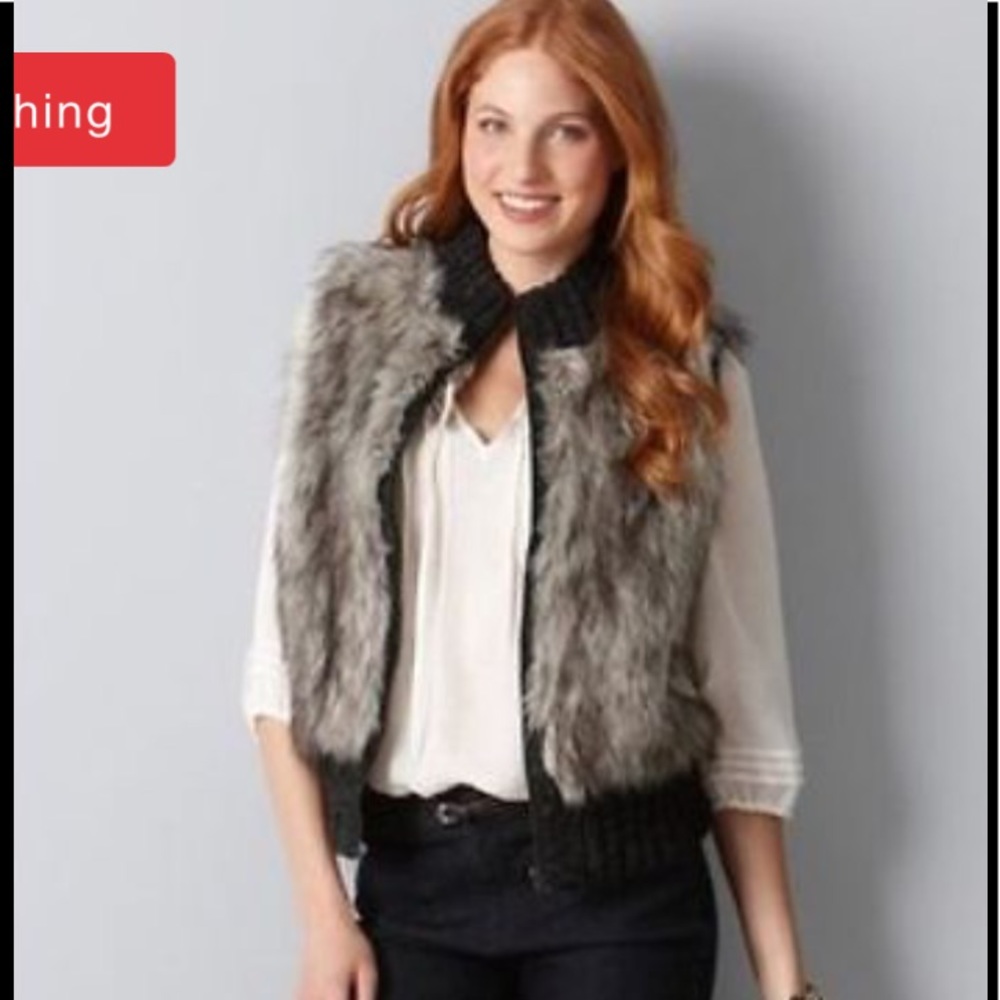 Ann Taylor Loft Faux Fur Wool Blend Vest XS/S